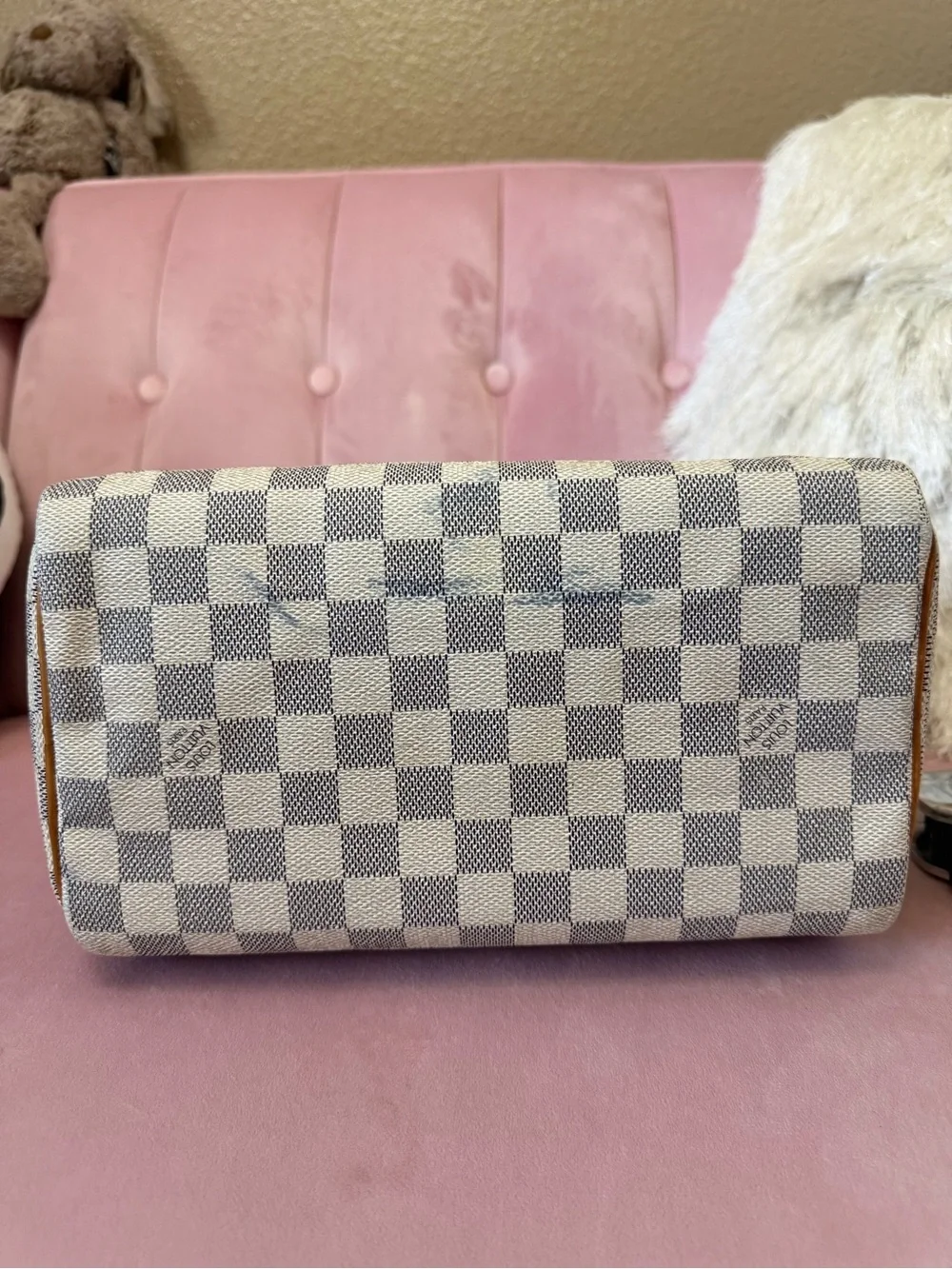 💯Authentic! Louis Vuitton LV Damier Azur Speedy 25.